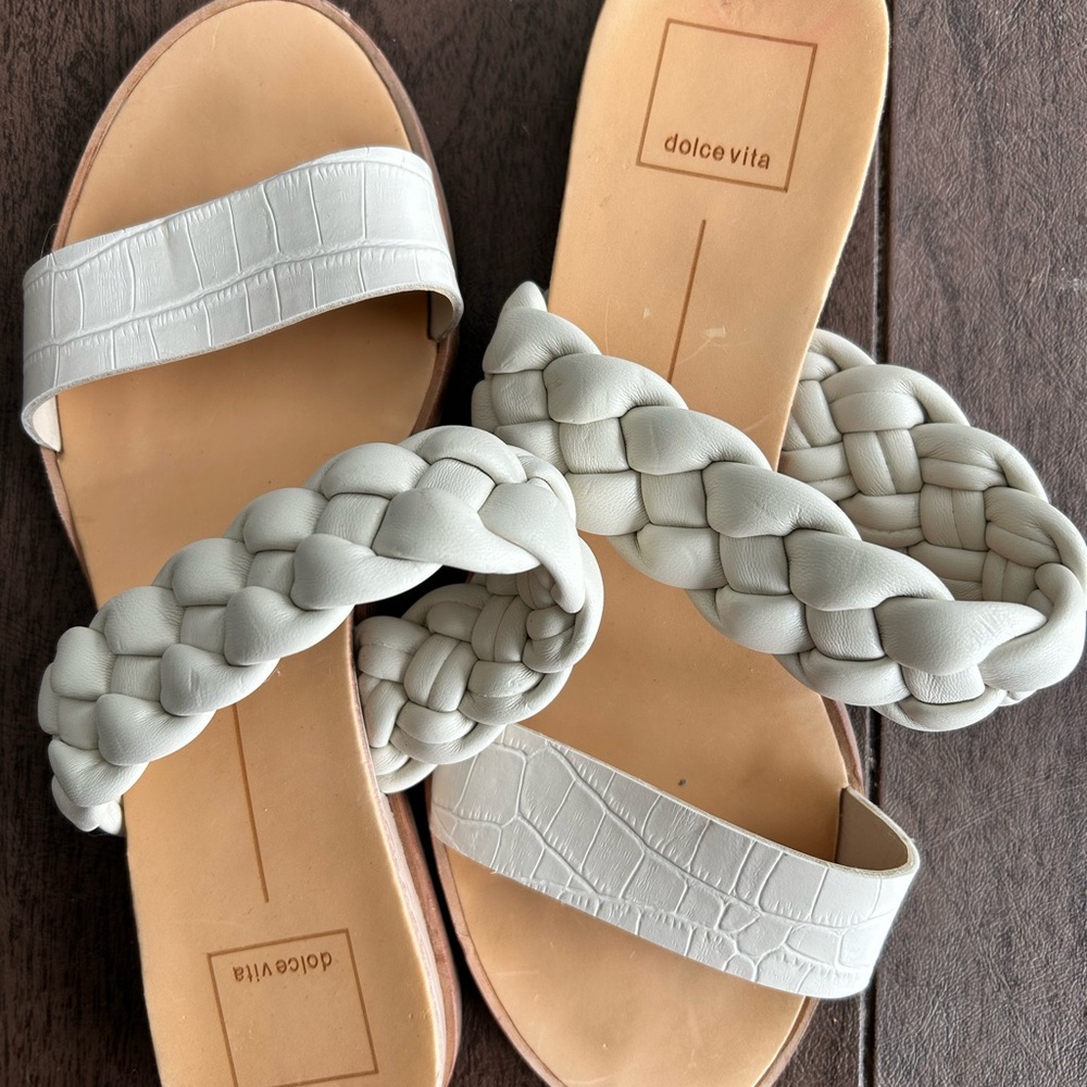 Dolce Vita White Braided Sandals